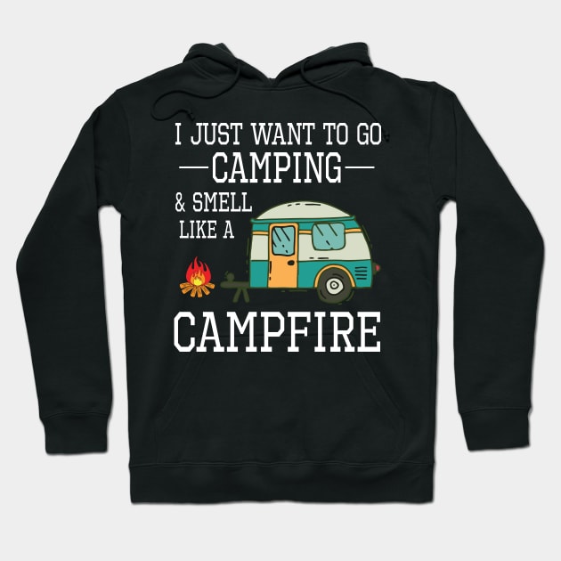 I Just Want To Go Camping And Smell Like A Campfire Happy Camper Summer Christmas In July Day Hoodie by Cowan79